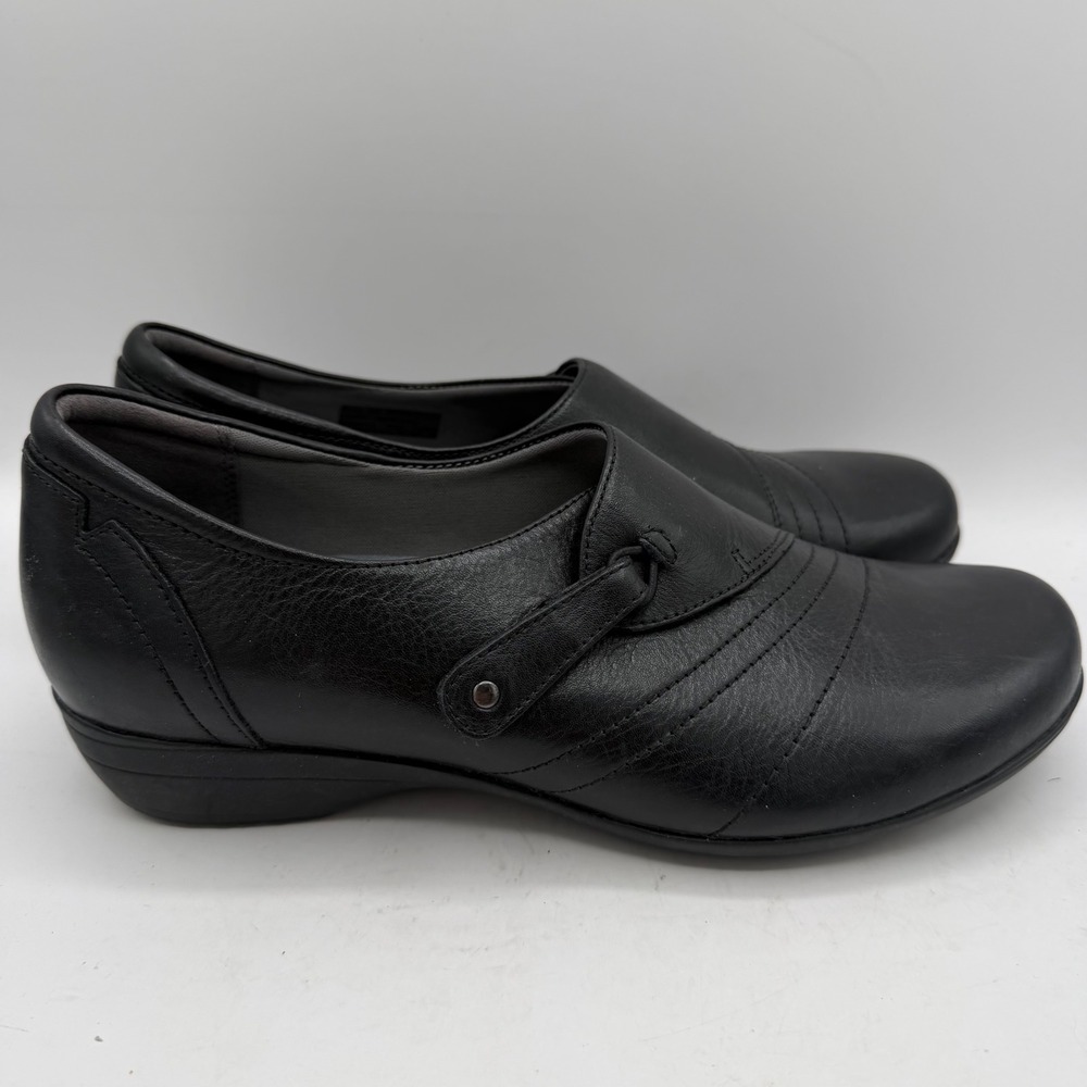 Dansko Shoes Womens 40 5500020200 Black Leather Slip-on Low Wedge